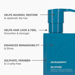 Sulfate-free label on KEVIN.MURPHY RE.STORE bottle emphasizes gentle cleansing.