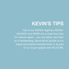 Kevin Murphy Repair.Me.Rinse gloss finish on hair after use.
