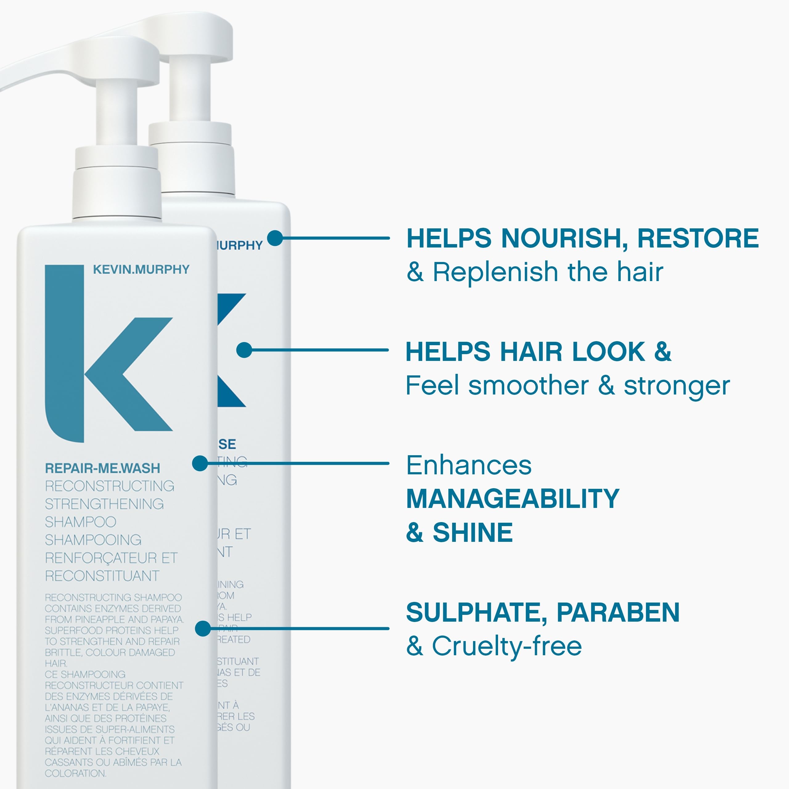 KEVIN.MURPHY Repair-Me.Rinse hair smooth application for improved manageability.