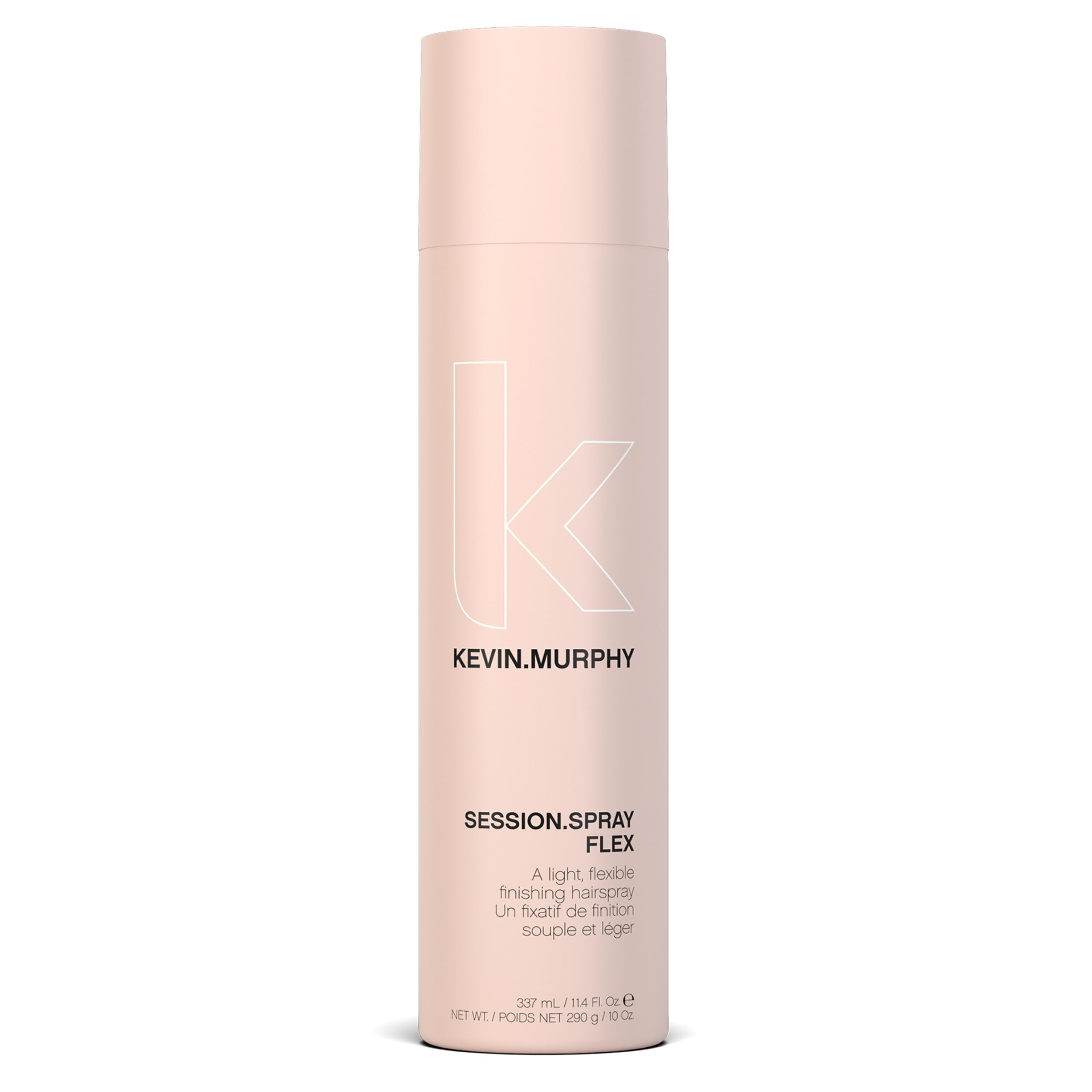 KEVIN.MURPHY SESSION.SPRAY FLEX bottle shows a lightweight hold for all hair types.