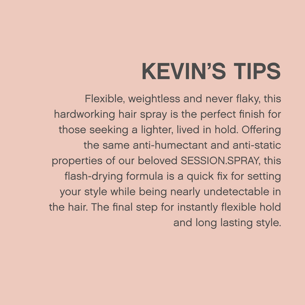 KEVIN.MURPHY SESSION.SPRAY FLEX close-up on elasticity blend for smooth hair