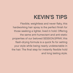 KEVIN.MURPHY SESSION.SPRAY FLEX close-up on elasticity blend for smooth hair