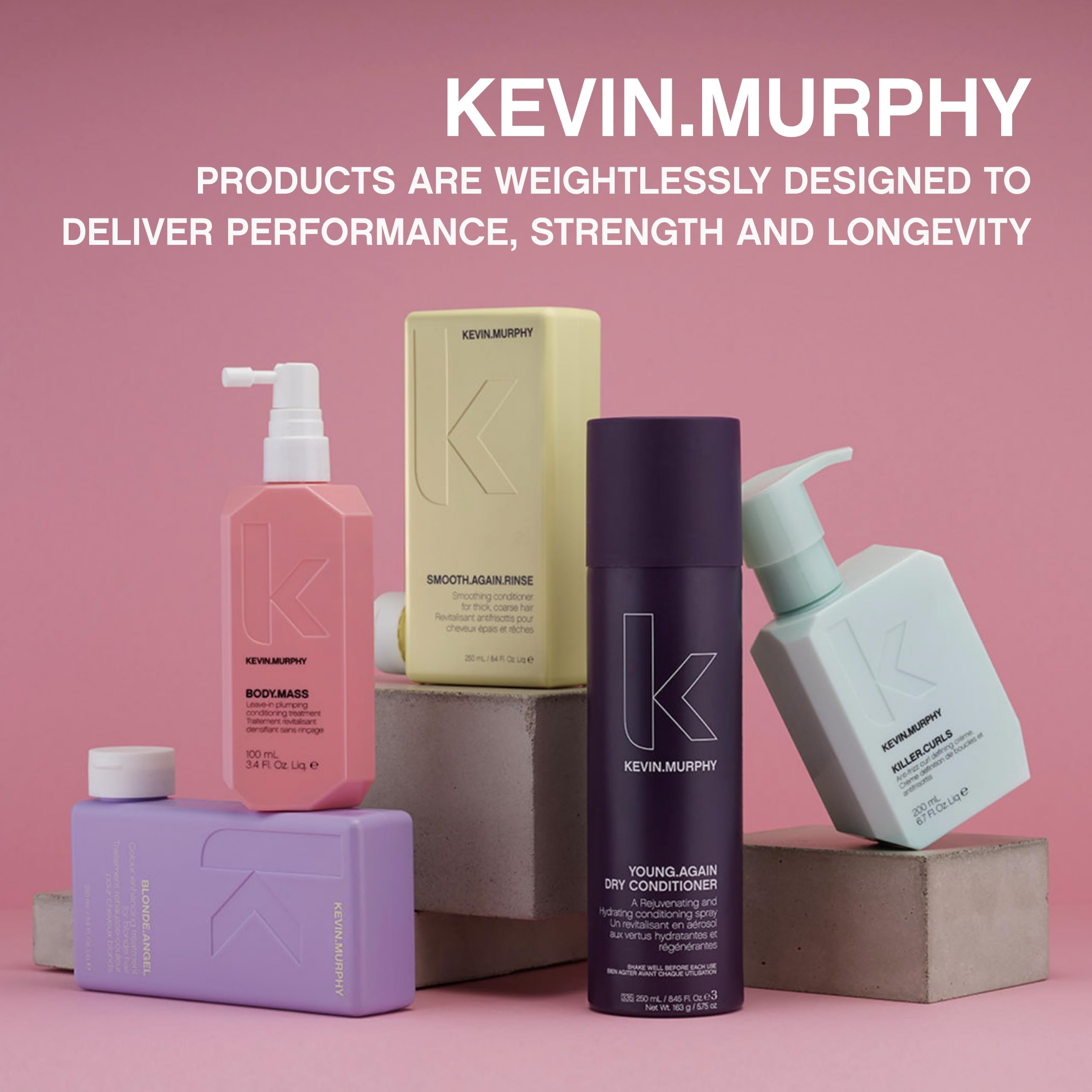 KEVIN.MURPHY SESSION.SPRAY FLEX travel-size bottle in use for humid-weather styling