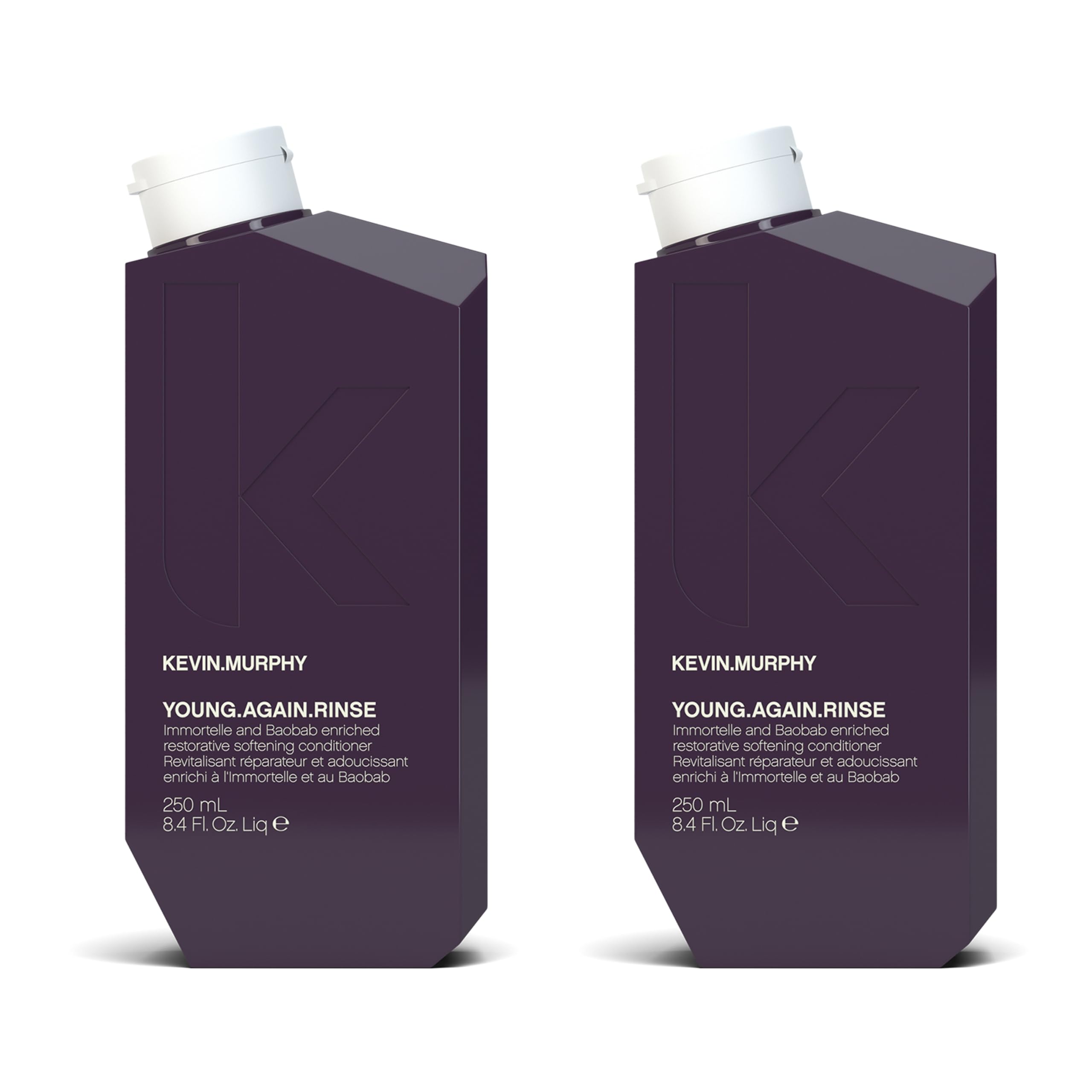 KEVIN.MURPHY YOUNG.AGAIN.RINSE bottle close-up highlighting anti-ageing hydration for ageing hair