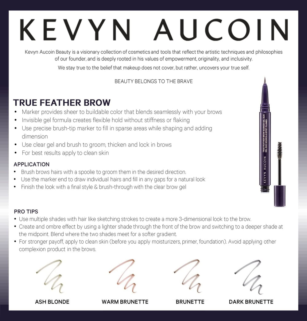 Kevyn Aucoin True Feather Brow Marker Gel Duo dark brunette marker for natural depth.