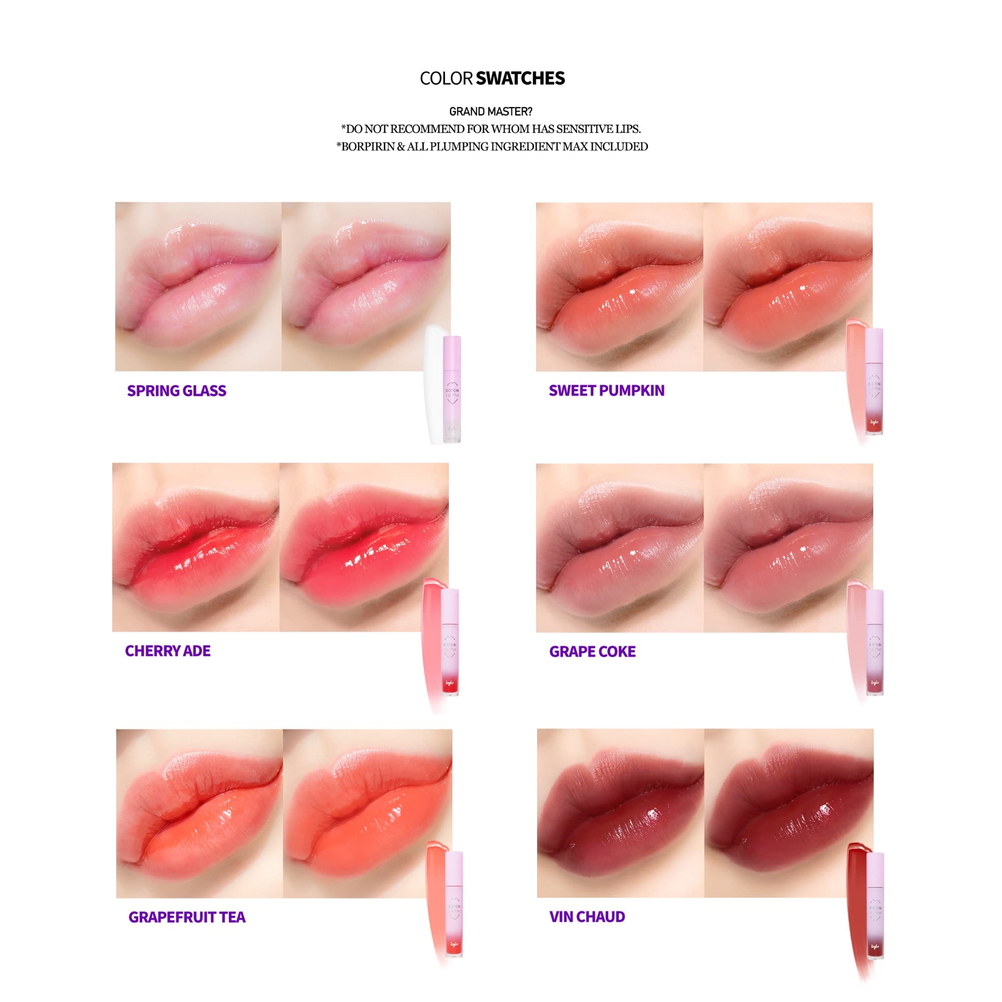 Keybo Dotom Lip Plus 16-color tint suits various lip tones.