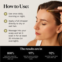 Keyoma Batana Oil being massaged into scalp promotes balance.