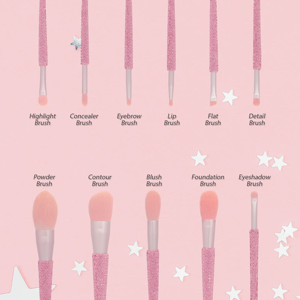 KEYPOWER 11pcs brush set with soft dense synthetic bristles for smooth blending