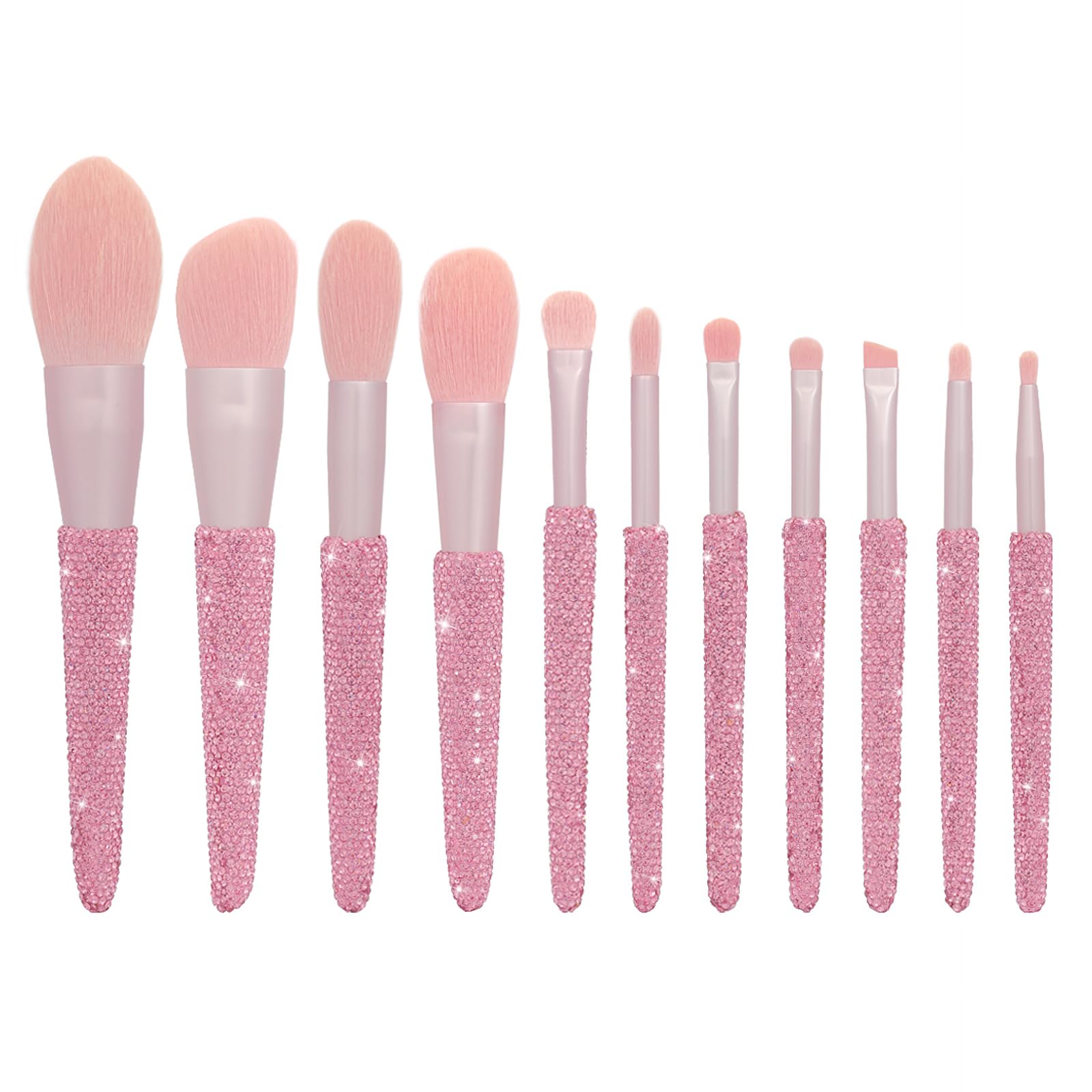KEYPOWER professional makeup brushes with bling rhinestones on handles, ideal for luxe application