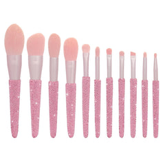 KEYPOWER professional makeup brushes with bling rhinestones on handles, ideal for luxe application