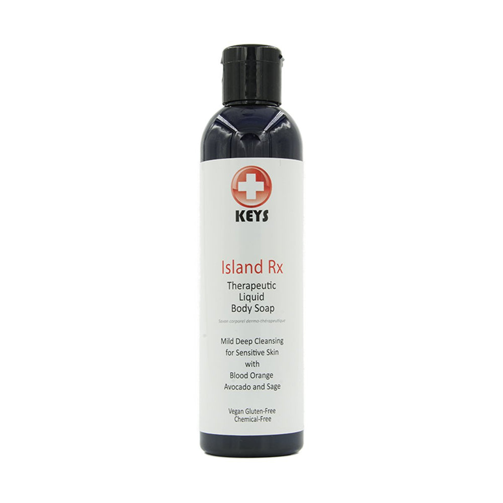 Keys Island Rx bottle pour shows calming aroma and gentle cleanse