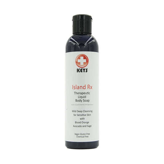 Keys Island Rx bottle pour shows calming aroma and gentle cleanse