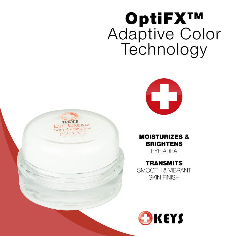 Tinted swatch of Keys KPRO Illuminating Eye Cream brightens the eye area with dewy glow.