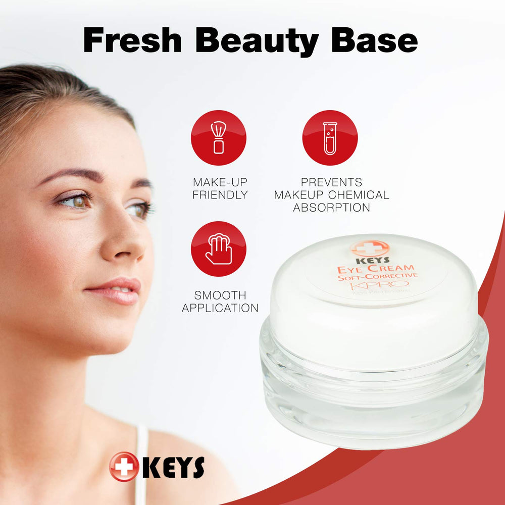 Close-up under-eye application of Keys KPRO Illuminating Eye Cream delivers even coverage.