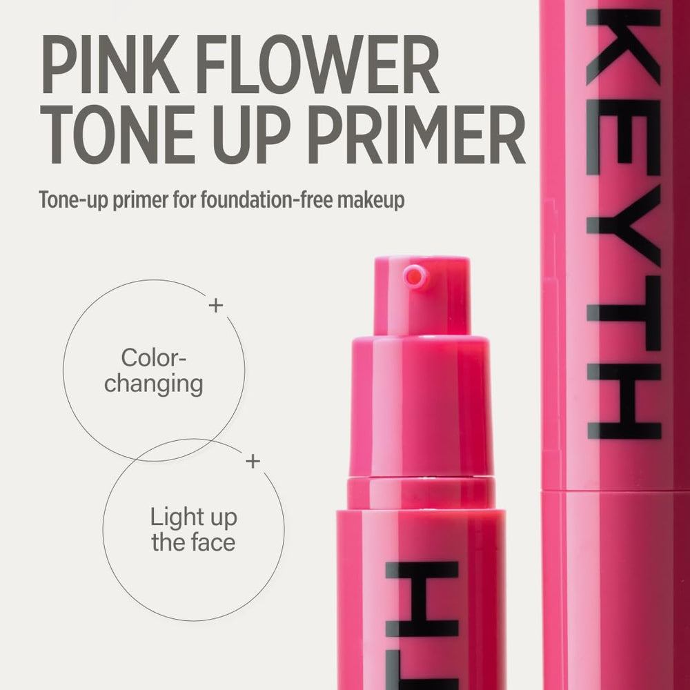 Keyth Pink Flower Tone Up Primer swatch on skin reveals smooth texture and even tone