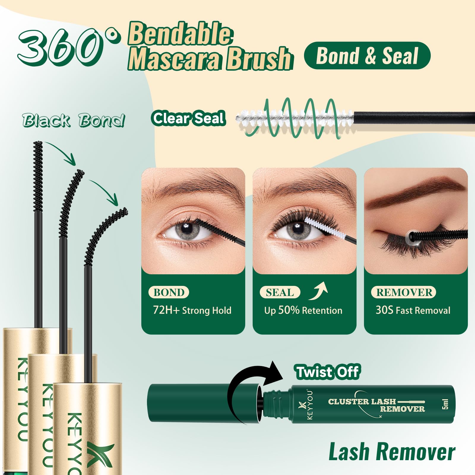 KEYYOU 10-18mm mix lashes allow versatile styling at home.