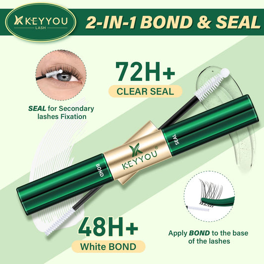 KEYYOU 2-in-1 lash glue with application brush for even coverage.