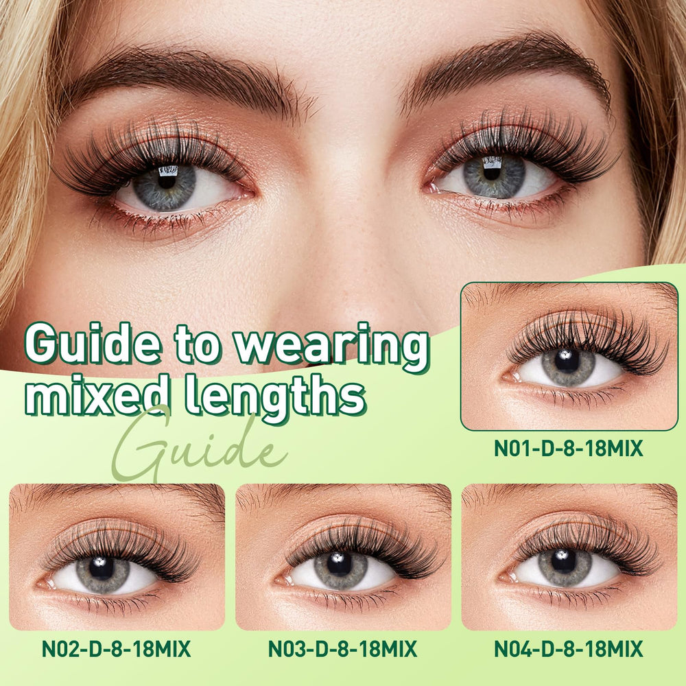 KEYYOU 8-18mm mix lengths lash clusters for versatile styling