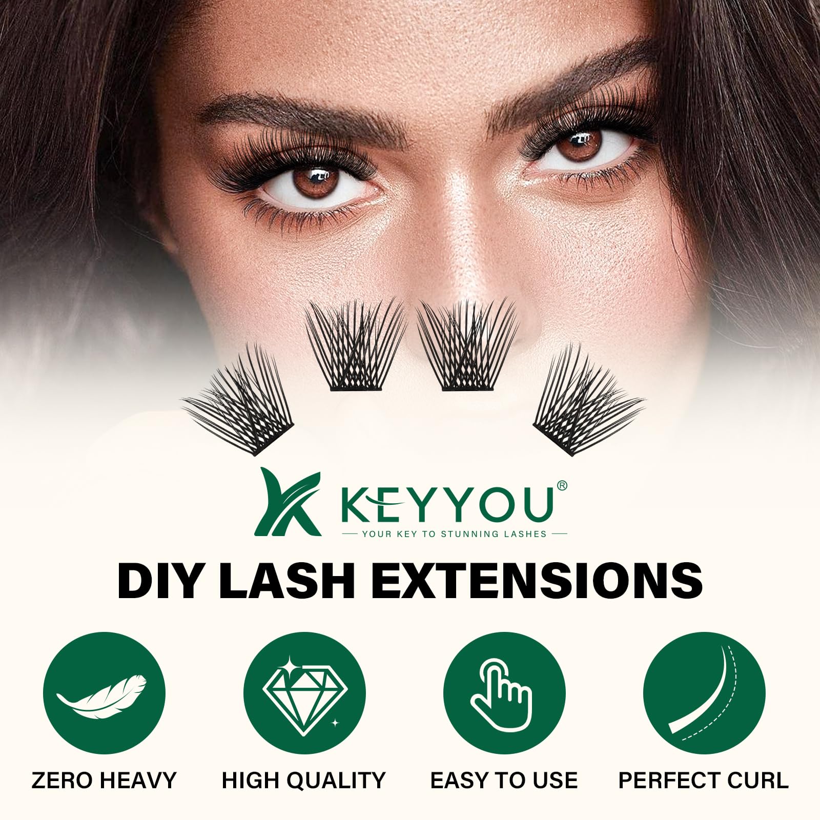 KEYYOU Air Touch D Curl 18mm close-up highlights soft, natural-looking lashes.