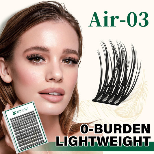 KEYYOU air touch cluster lashes offer feather-light wear for all-day comfort.
