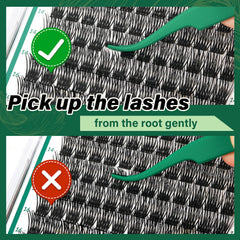 KEYYOU all-day comfort lash clusters with a thin band for secure fit.