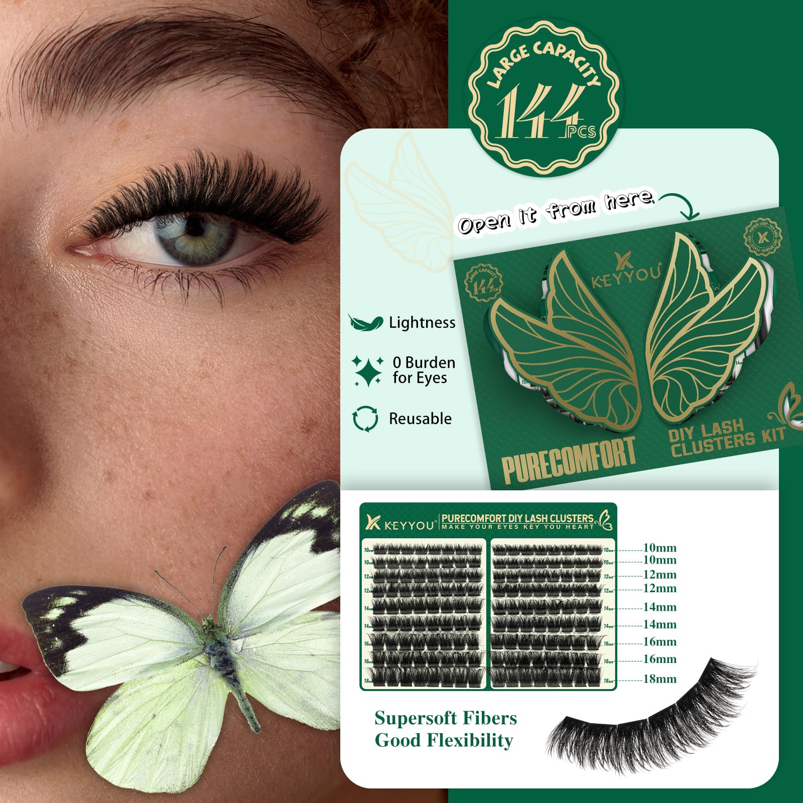 KEYYOU Bond and Seal bottle provides strong hold for long-lasting lash wear.