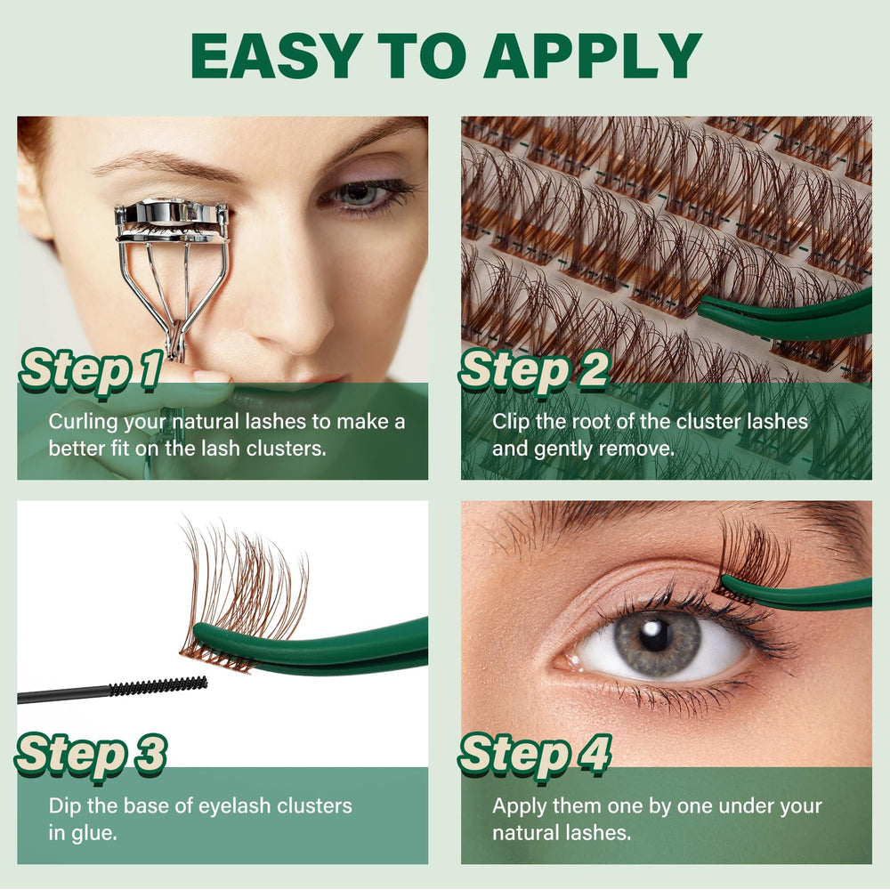 KEYYOU Brown Lash Clusters at-home DIY extensions for simple glam.