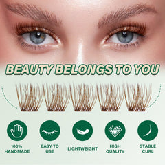 KEYYOU Brown Lash Clusters soft-material close-up emphasizes lightweight comfort.