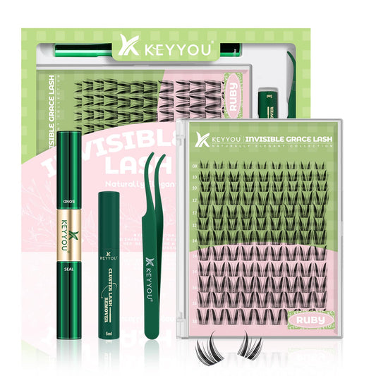 KEYYOU Bunny Lash Clusters Kit with D Curl 108Pcs for dramatic manga lash look
