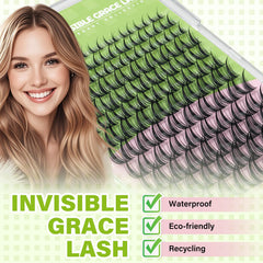 KEYYOU invisible-band lashes close-up showing seamless integration with natural lashes
