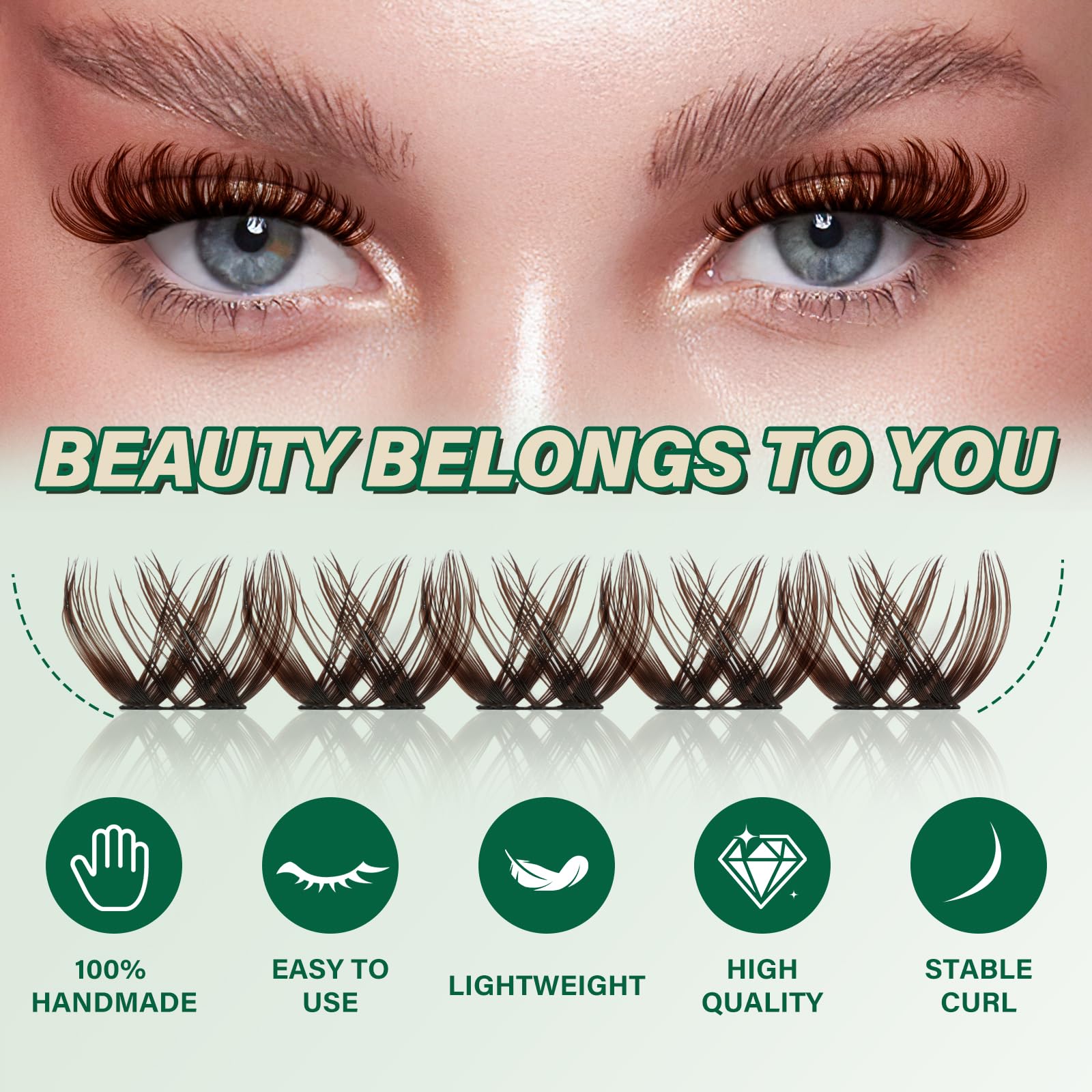 KEYYOU D Curl brown clusters blend naturally with lashes