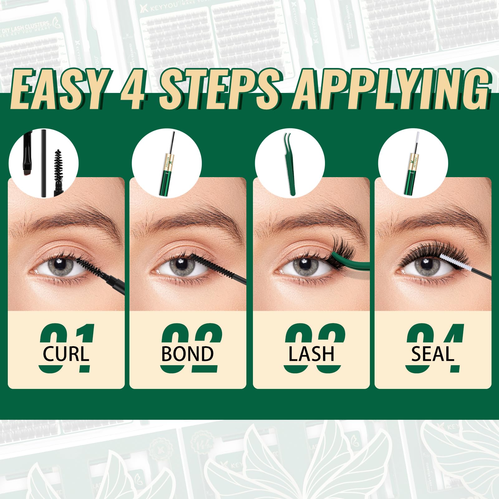 KEYYOU Easy DIY at-home kit for personalized lash looks.