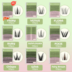 KEYYOU Fairy Brown Lash Clusters Kit remover oil for gentle removal