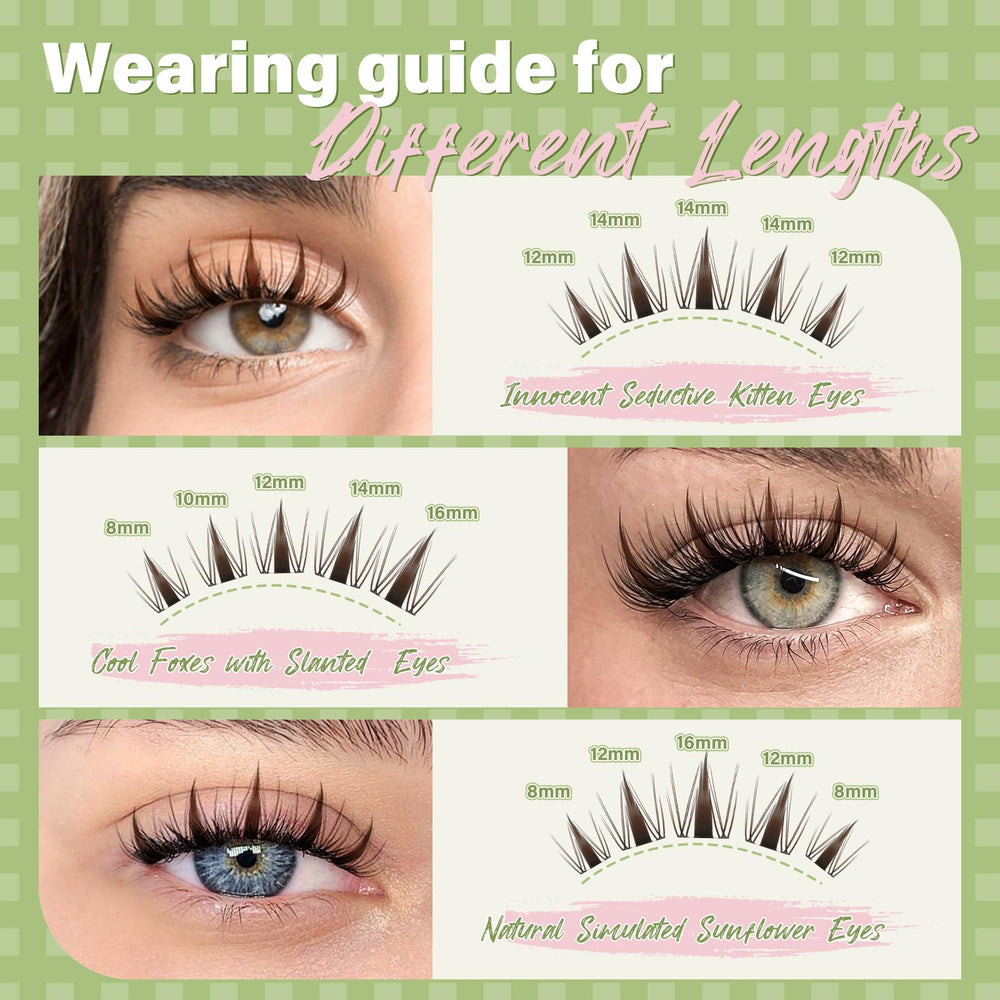 KEYYOU Fairy Brown Lash Clusters Kit sealer helps extend wear and gloss