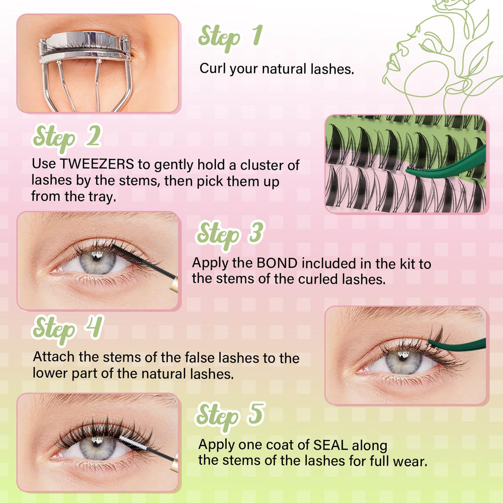 KEYYOU Fairy Brown Lash Clusters Kit wispy look delivers soft natural drama
