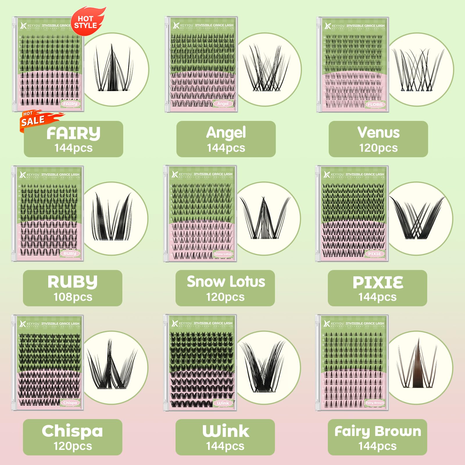 KEYYOU Fairy Chispa Lash Clusters are waterproof for all-day wear.