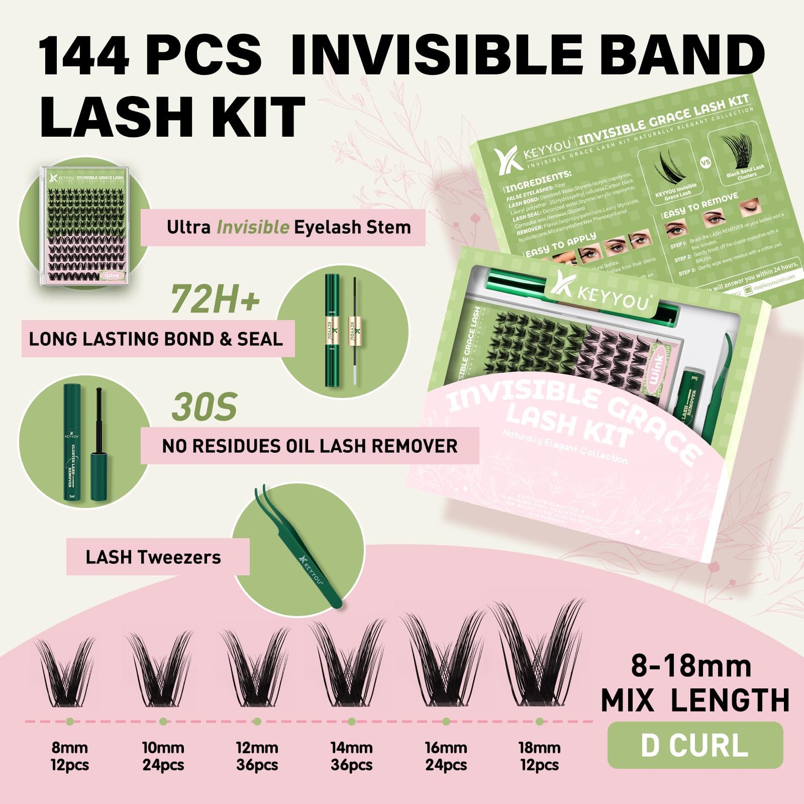 KEYYOU Fairy Wink lash glue delivers secure hold for up to 72 hours.