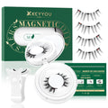 KEYYOU Magnetic Eyelashes 3D Reusable 2-Pair Kit (A10+A10) — Glue-Free, Includes Applicator