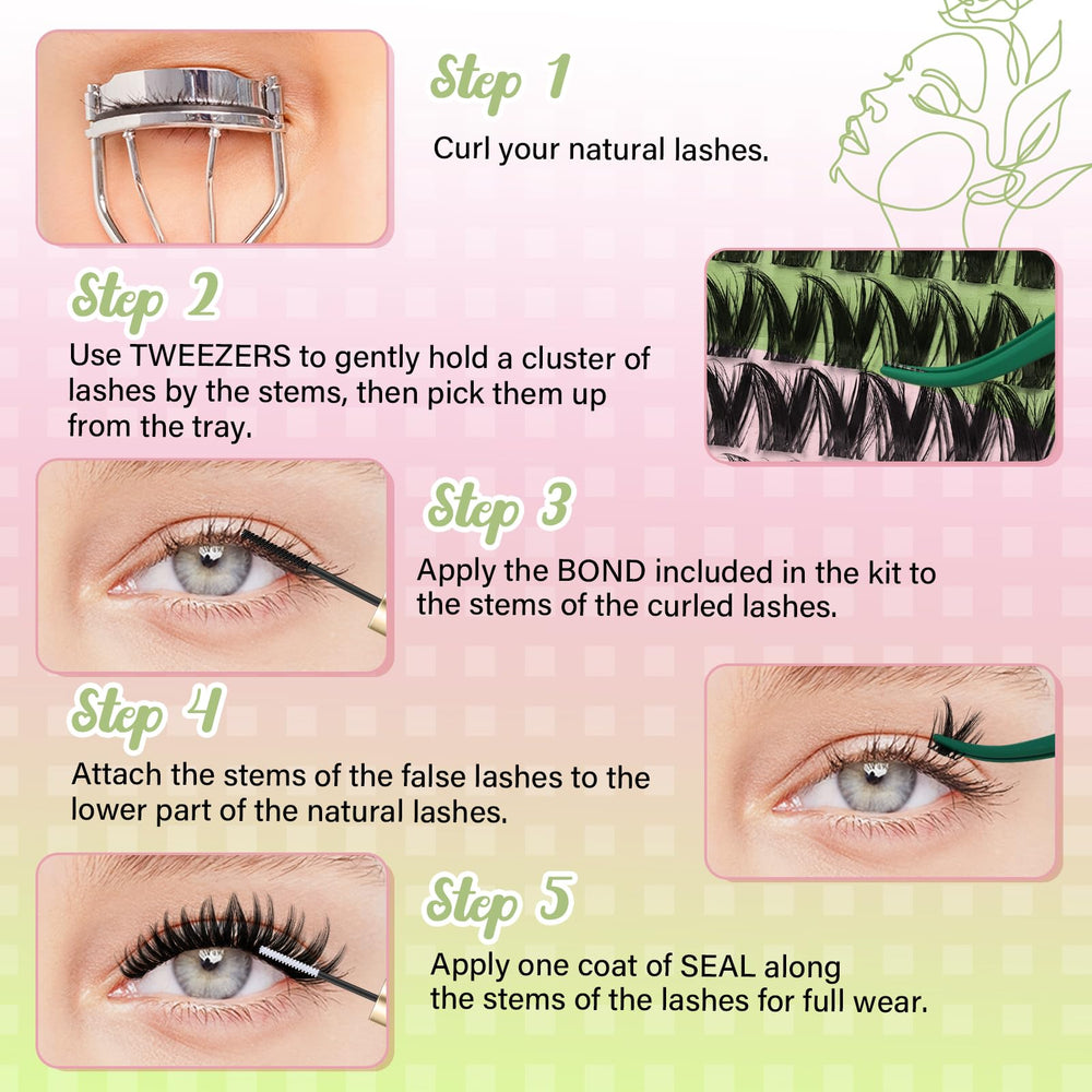 KEYYOU Invisible band lash clusters blend seamlessly with natural lashes.