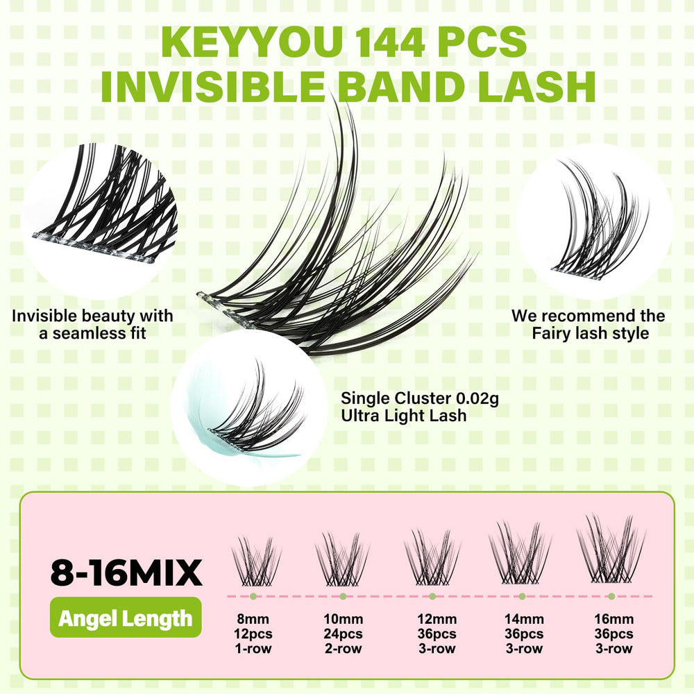 KEYYOU invisible-band lashes ready for easy DIY lash application