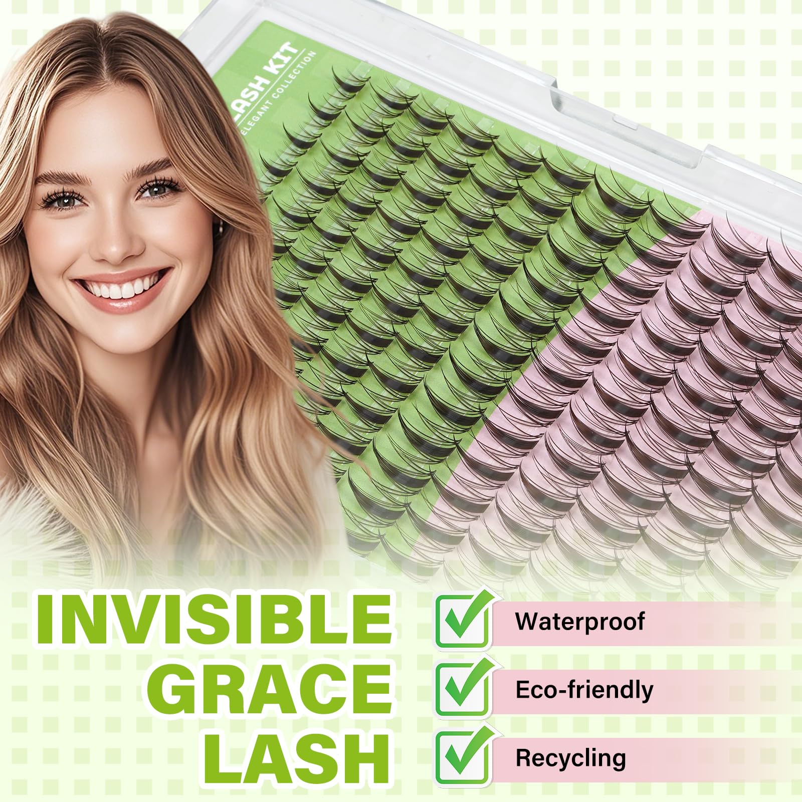 KEYYOU invisible band lashes detail highlighting seamless look
