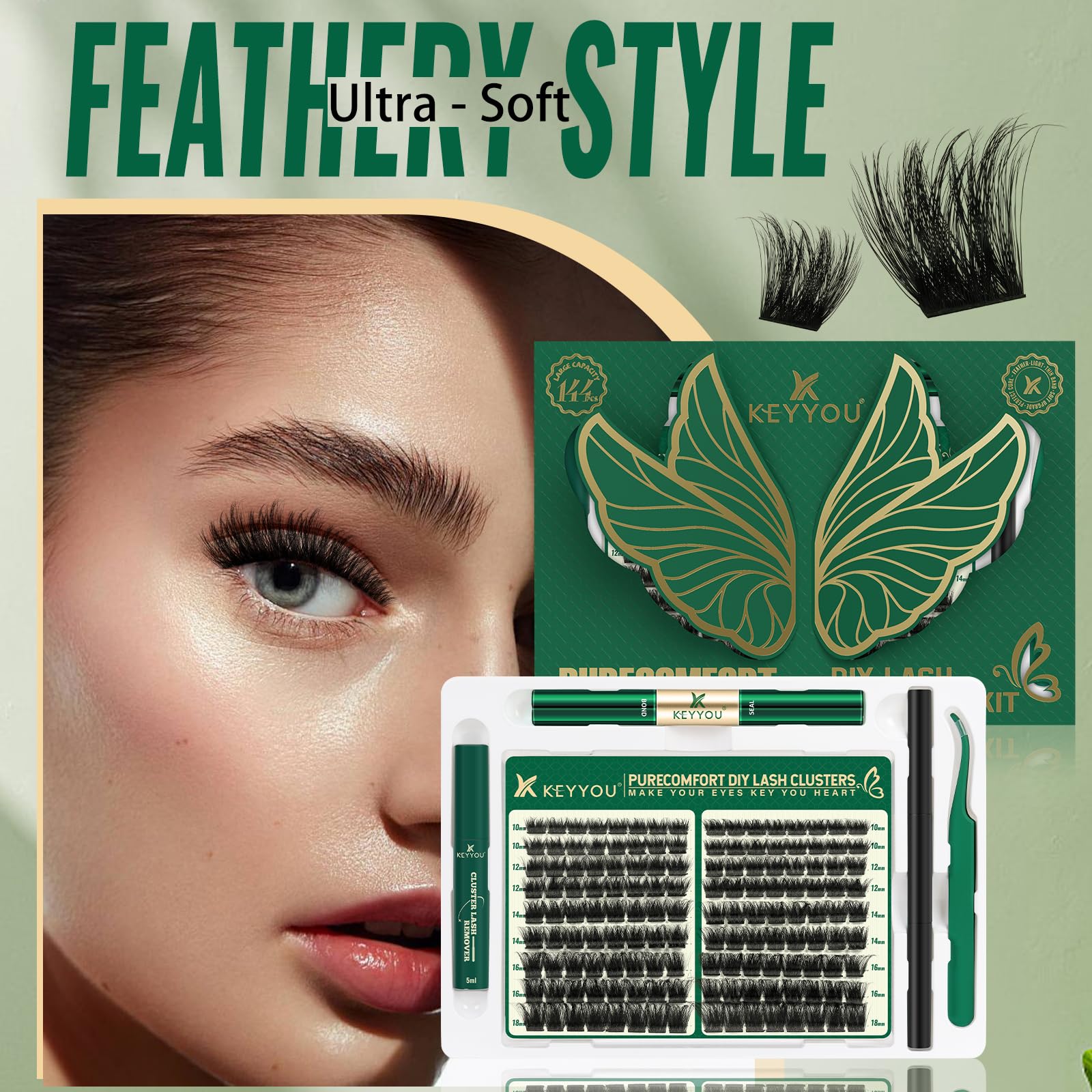 KEYYOU Precision Lash Applicator for clean, accurate cluster placement.