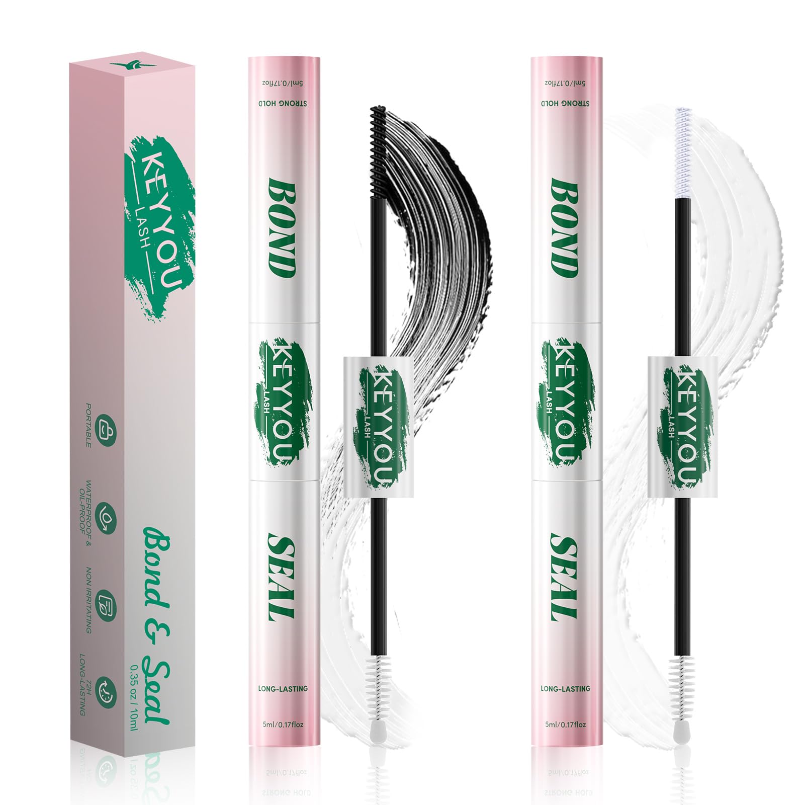 KEYYOU LASH Black & White glue set packaging shows professional cluster hold