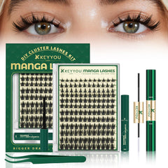 KEYYOU LASH California Sunset clusters close-up showing natural, airy manga look for daily wear.