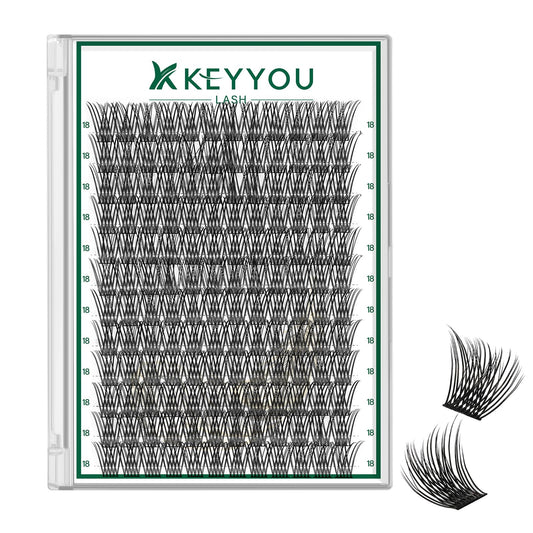KEYYOU lash clusters in packaging show feather-light comfort for daily wear.
