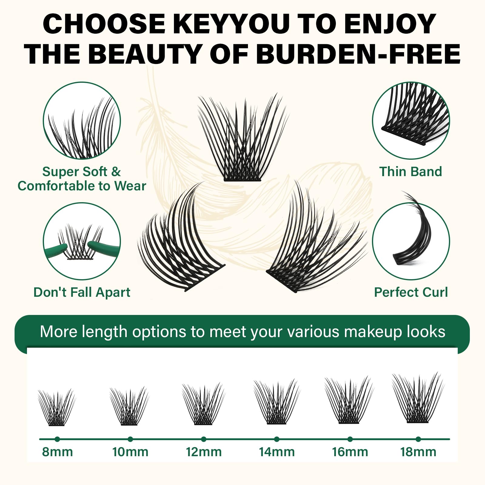 KEYYOU Lash Clusters application view demonstrates easy at-home DIY styling.
