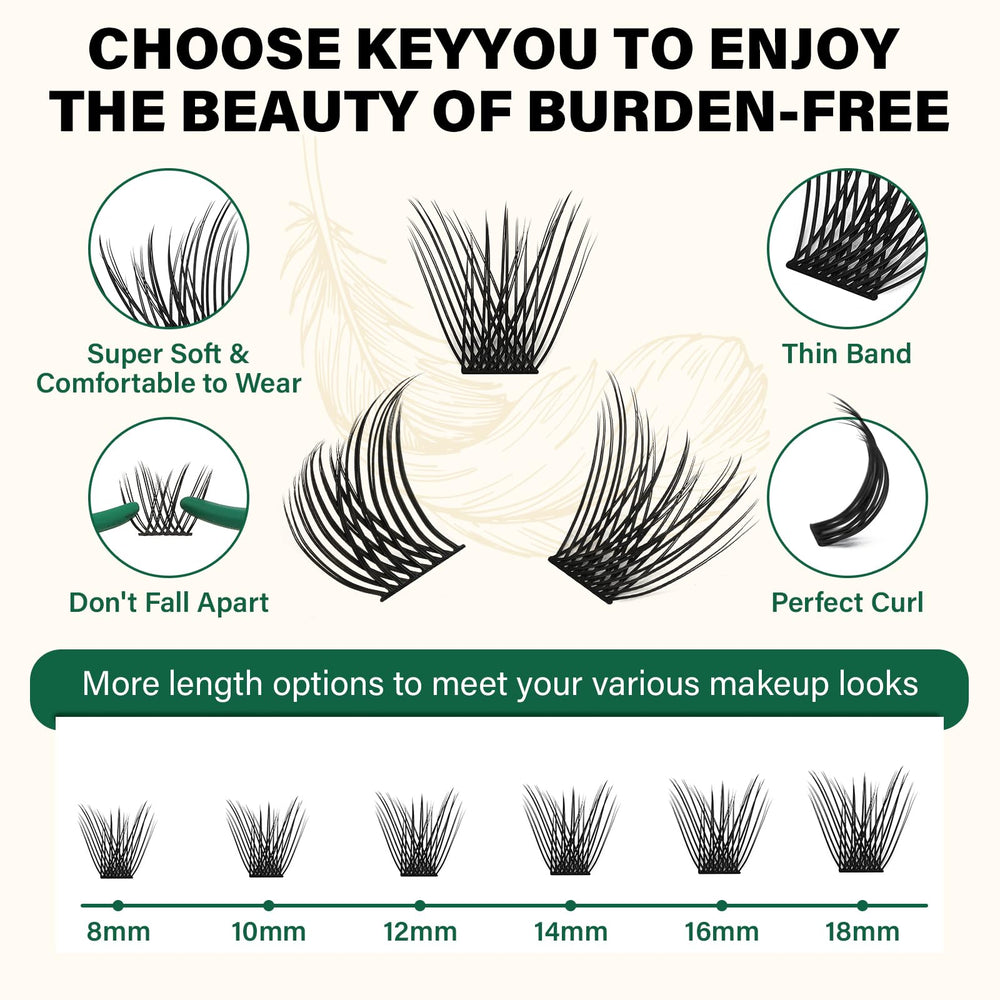KEYYOU Lash Clusters application view demonstrates easy at-home DIY styling.