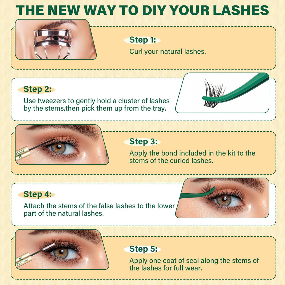 KEYYOU LASH Manga kit in use showing simple at-home application