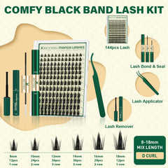 KEYYOU LASH manga clusters mixed lengths display for flexible DIY lash styles