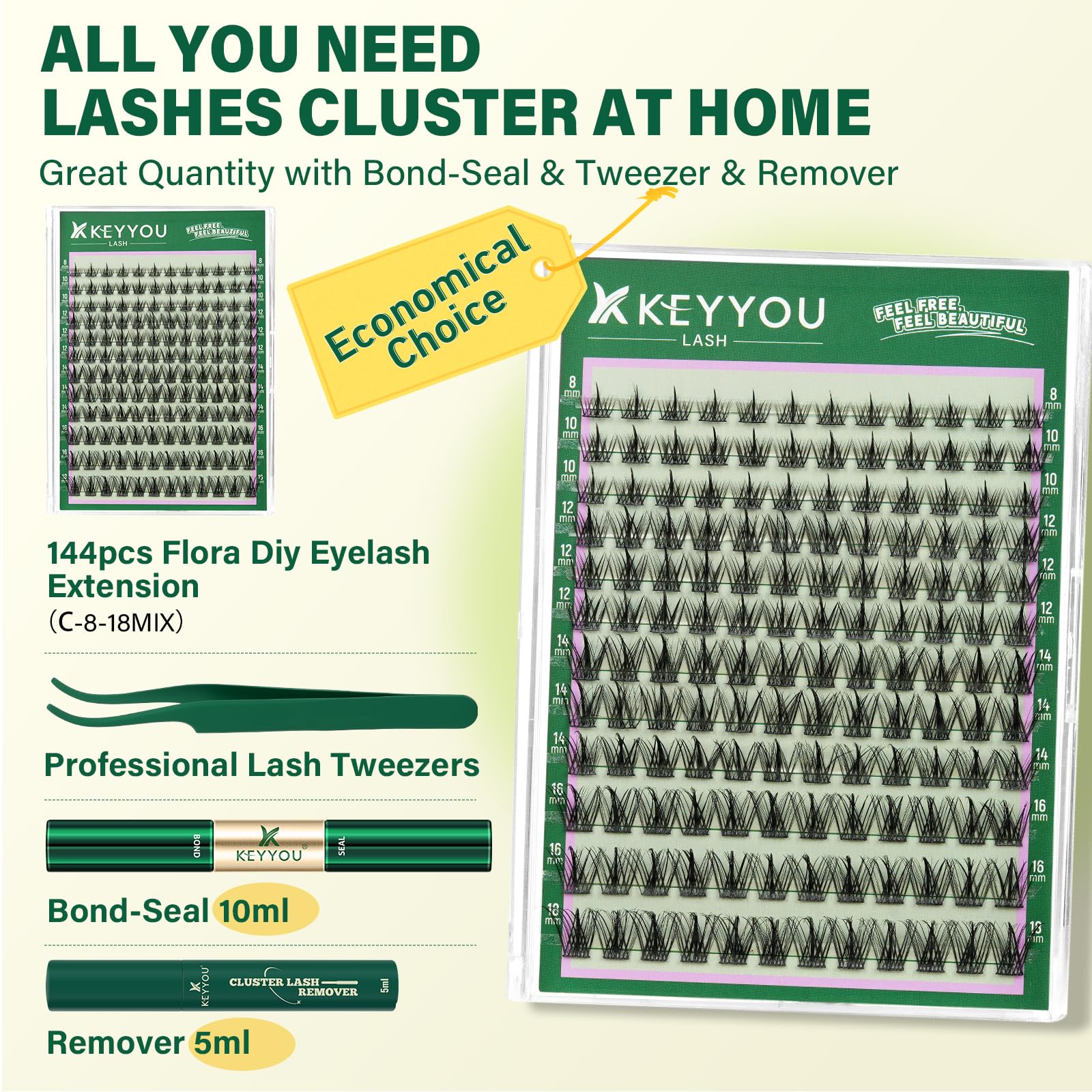 KEYYOU LASH Ultra-thin synthetic fibers blend for a feathered natural look